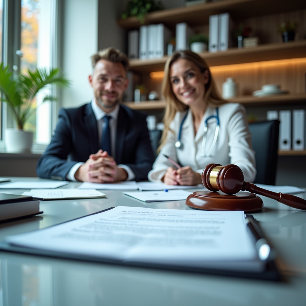 Professionelle Rechtsberatung und Verrechnungsdienstleistungen für Kanzleien, Steuerberater und Mediziner - moderne Büroumgebung mit Dokumenten und digitalen Geräten